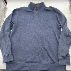 Orvis Sweater Mens Large Blue Fleece Lined 1/4 Zip Pullover Outdoors VGC SEE PIC